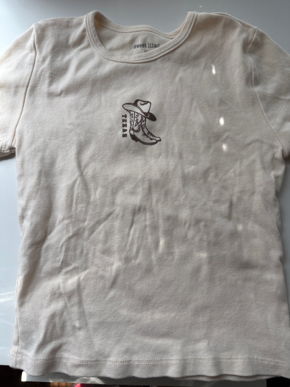 Women's Cream Graphic Tee - Texas Cowboy Boot